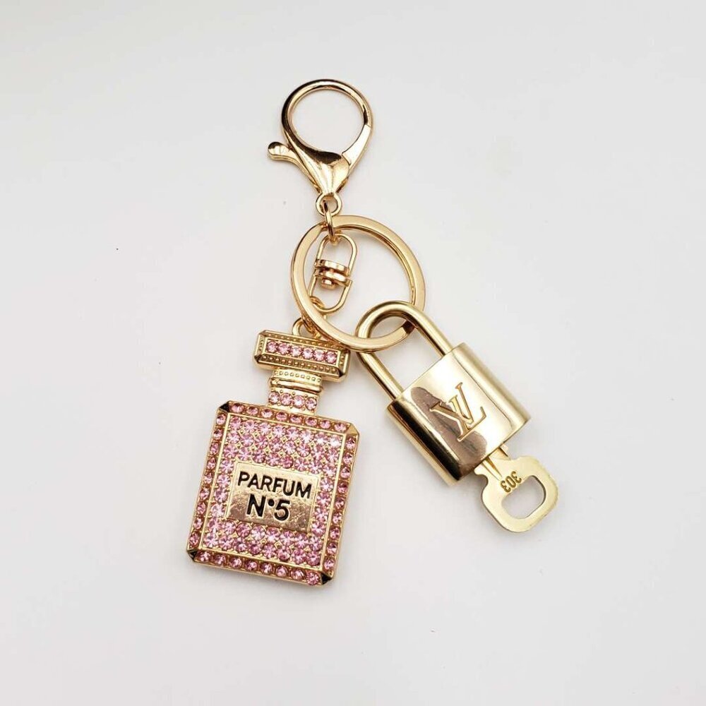 Louis Vuitton Gold Lock 🔒 Authentic LV Key + Unbranded N5 Bottle Bag Charm